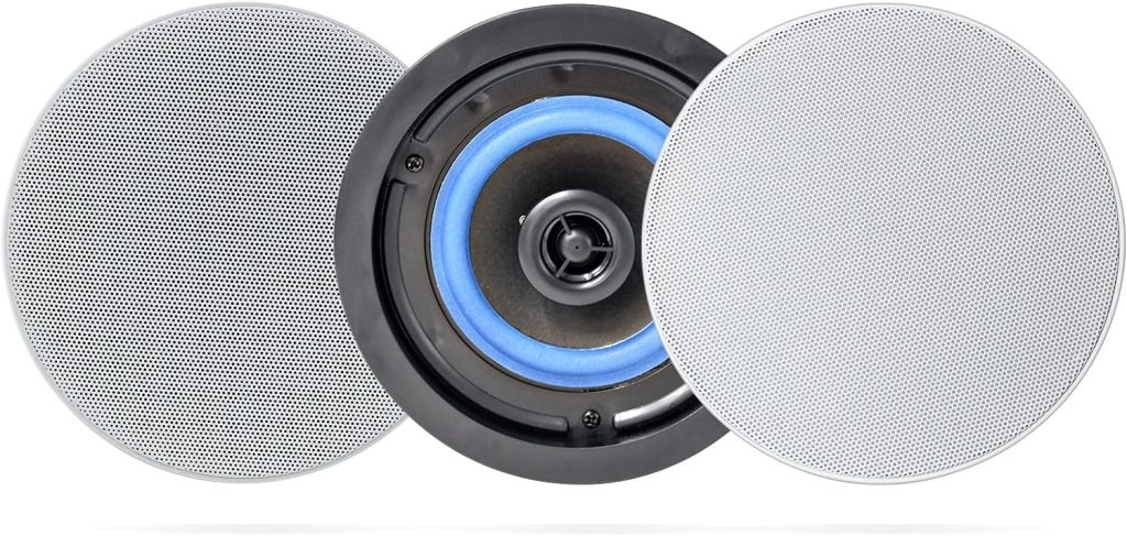 Herdio 4 Inches Flush Mount 2 Way Full Range in Wall Bluetooth Ceiling Speakers,Perfect for Humid Indoor Outdoor Placement Bath, Kitchen,Bedroom,Covered Porches A Pair