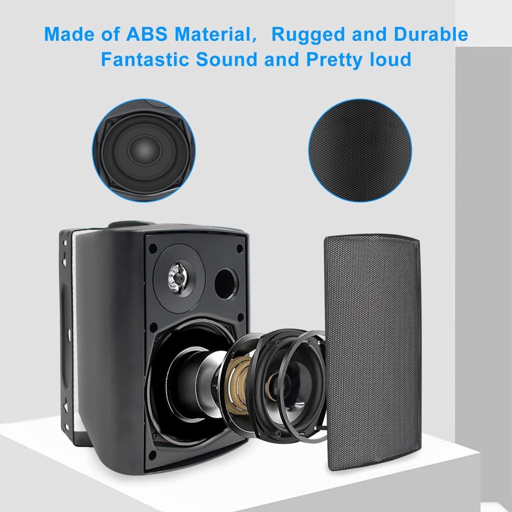 Herdio 5.25 Inches 600 Watts Passive Indoor Outdoor Speakers Wired Waterproof,Wall Mount Speakers with Loud Volume Perfect for Patio,Garden Home Theater,Black (4 Speakers)