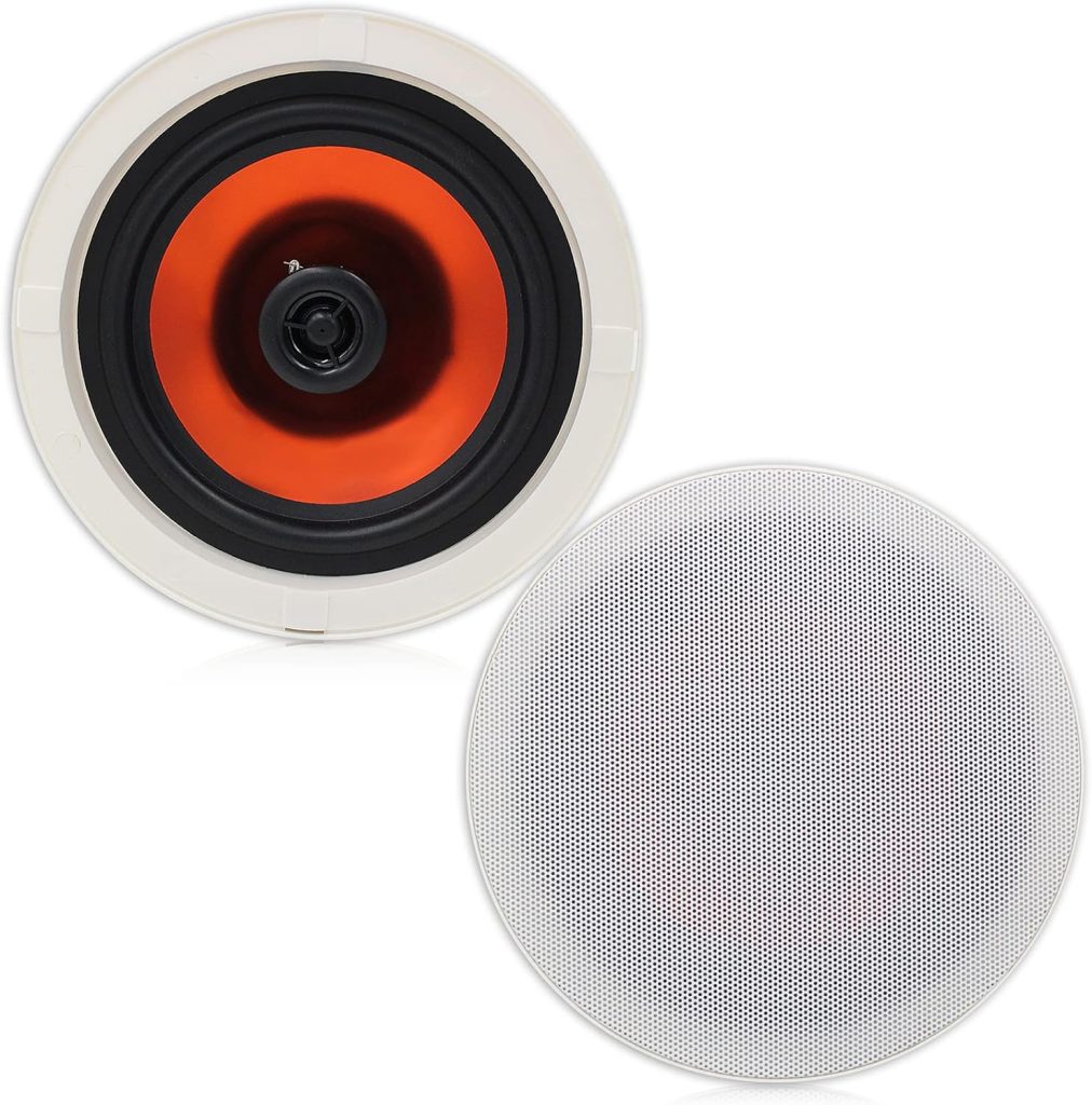 Herdio 6.5” Flush Mount in-Ceiling Speakers 2-Way Passive Speaker System 300 Watts Perfect for Humid Indoor Outdoor, Kitchen,Bedroom,Bathroom,Covered Porches(A Pair)