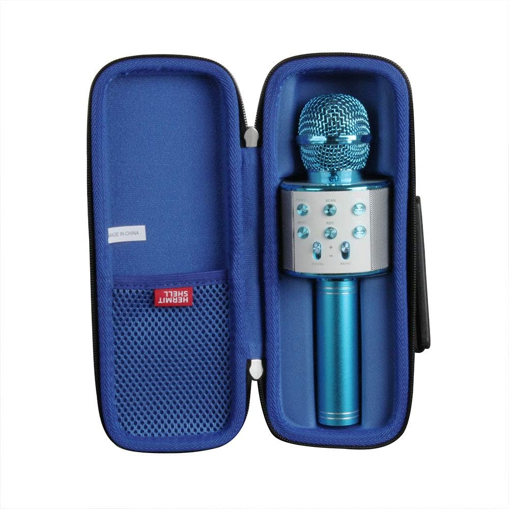 Hermitshell Hard Travel Case for KIDWILL/Verkstar/Newbrights/SUNY/ZMLM/Tesoky/Niskite/Keyian/SEPHIX/Lets GO! Wireless Bluetooth Karaoke Microphone(Black+Blue)