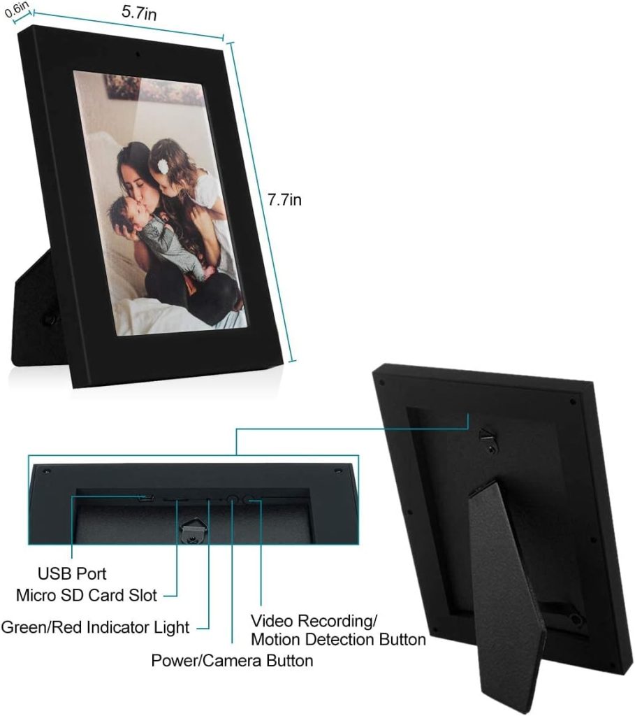 Hidden Spy Camera Photo Frame,HD 1080P Frame Spy Cam Security Camera with Motion Detection for Home Office Secret Video Recorder Nanny Cam with 32G SD Card,No WiFi Function/No Audio