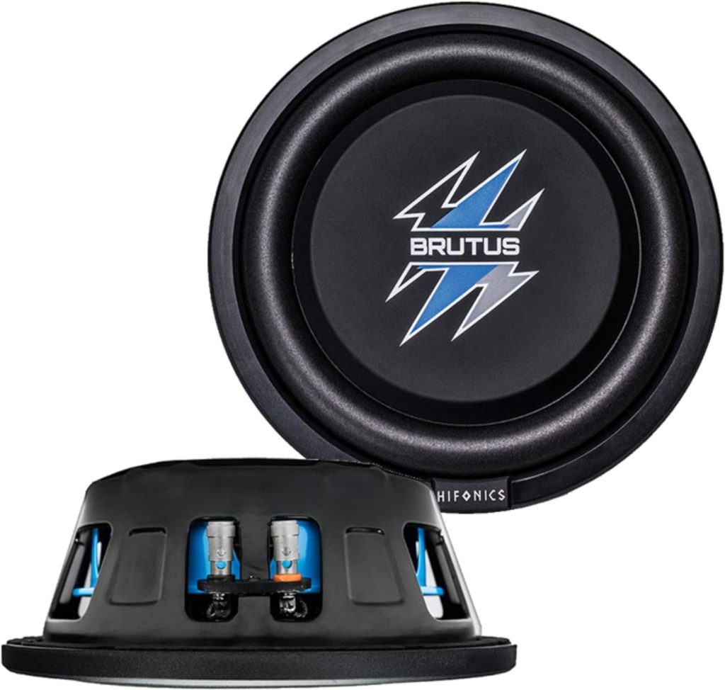 Hifonics BXS8D4 Brutus Shallow Mount Subwoofer (Black) – 8 Inch Subwoofer, 400 Watt, Car Audio System, 2 Inch Voice Coils, UV Rubber Surround, Best in Sealed Enclosures, Marine Grade