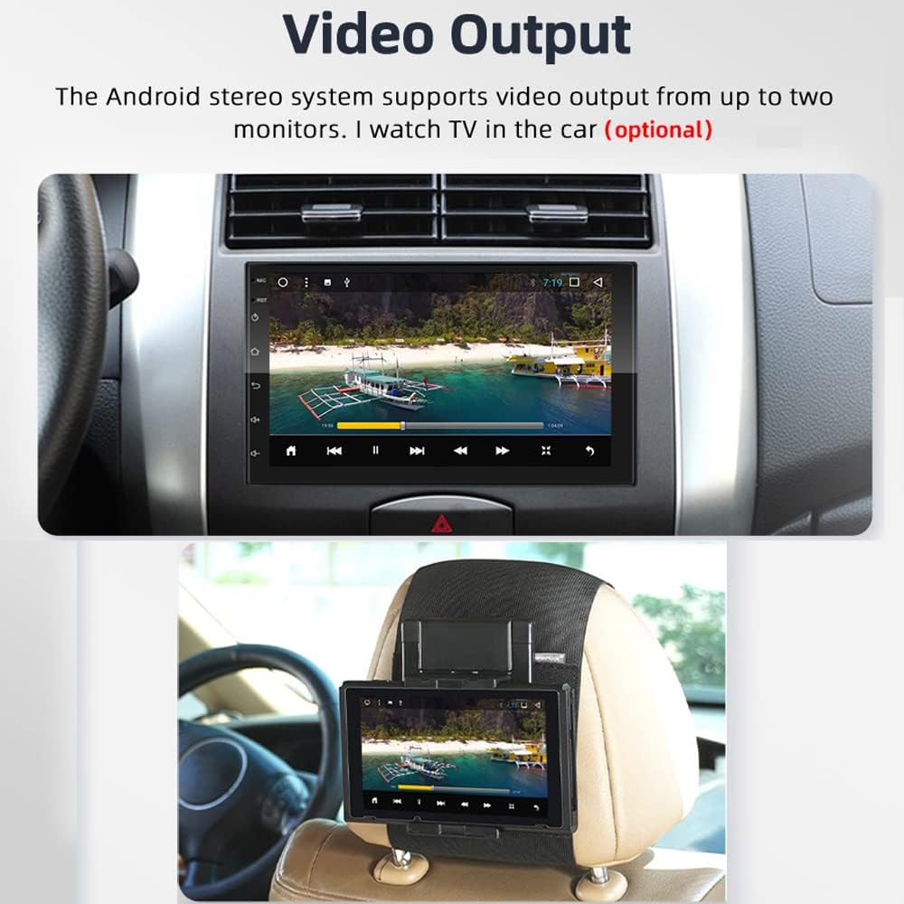 Hikity Double Din Android Car Stereo 7 Inch Touch Screen Car Radio in Dash GPS Navigation Bluetooth FM Radio with Dual USB WiFi Mirror Link for iOS/Android Phones