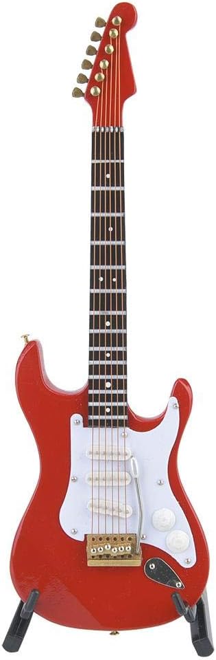 Hilitand Mini Classic Guitar Musical Instrument Model Wooden Electric Guitar Ornaments Basswood Crafts Red Black White White Coffee 18cm(Red)