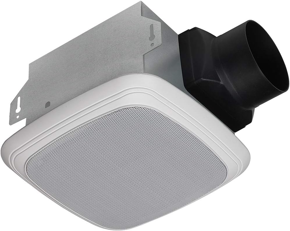 Homewerks Worldwide 7130-04-BT Bathroom Fan Bluetooth Speaker, Ceiling Mount Exhaust Ventilation 1.5 Sones 70 CFM, White