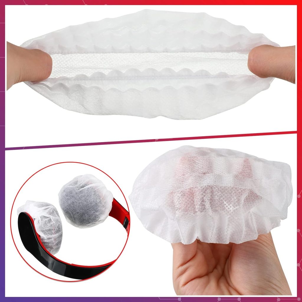 Hoteam 500 Pieces Disposable Headphone Ear Covers Non-Woven Sanitary Headphone Ear Covers Earpad Covers Headphone Covers for Most on Ear Headphone with 8-11 cm Earpads, 11 Cm/ 4.3 Inch (White)