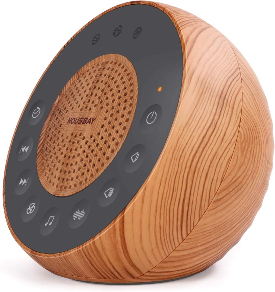 Housbay White Noise Machine with 31 Soothing Sounds, 5W Loud Stereo Sound, Auto-Off Timer, Adjustable Volume, Sleep Sound Machine for Baby, Kid, Adult -Wood Grain