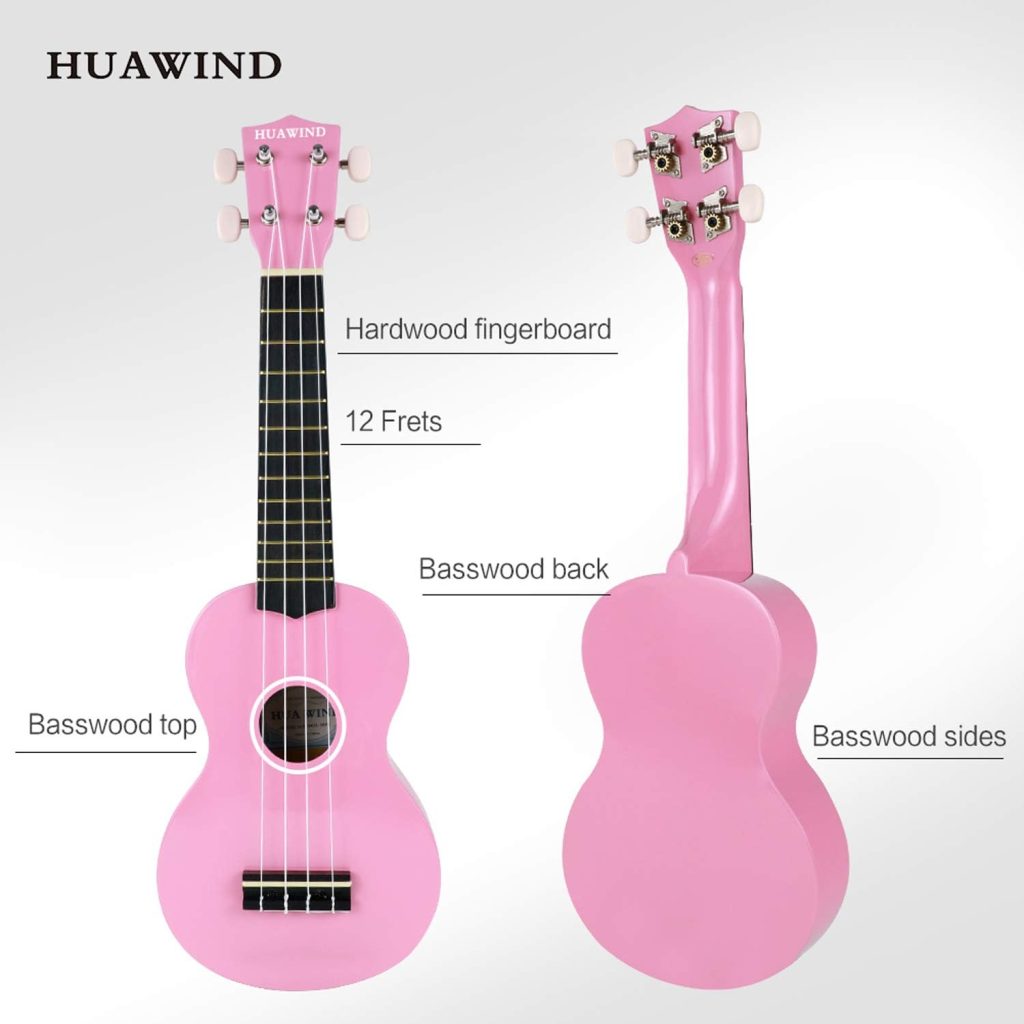 HUAWIND Soprano Ukulele for Beginners, Adults Ukulele Four String Wooden Ukulele 21 Inch Music Instruments With Gig Bag For Students Adults Starters(Light Blue)