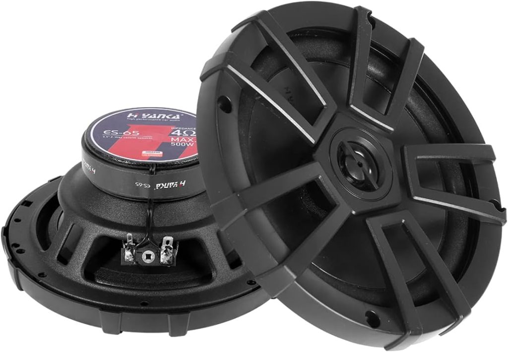 HYANKA 6.5 Car Speakers, Full Range Stereo 500 Watt Max 2-Way Coaxial Car Audio Speakers, Professional 6.5 door speakers, Sound Stereo and no Distortion, Suitable for Cars, Trucks, and More. (1 Pair)