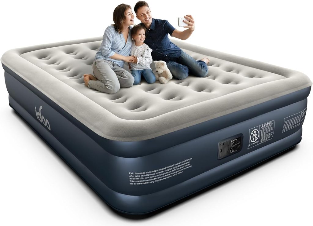 iDOO Air Mattress with Built in Pump, Inflatable Mattress for Camping, Guests  Home, 18 Raised Comfort Blow up Mattress, Air Bed, colchon inflable