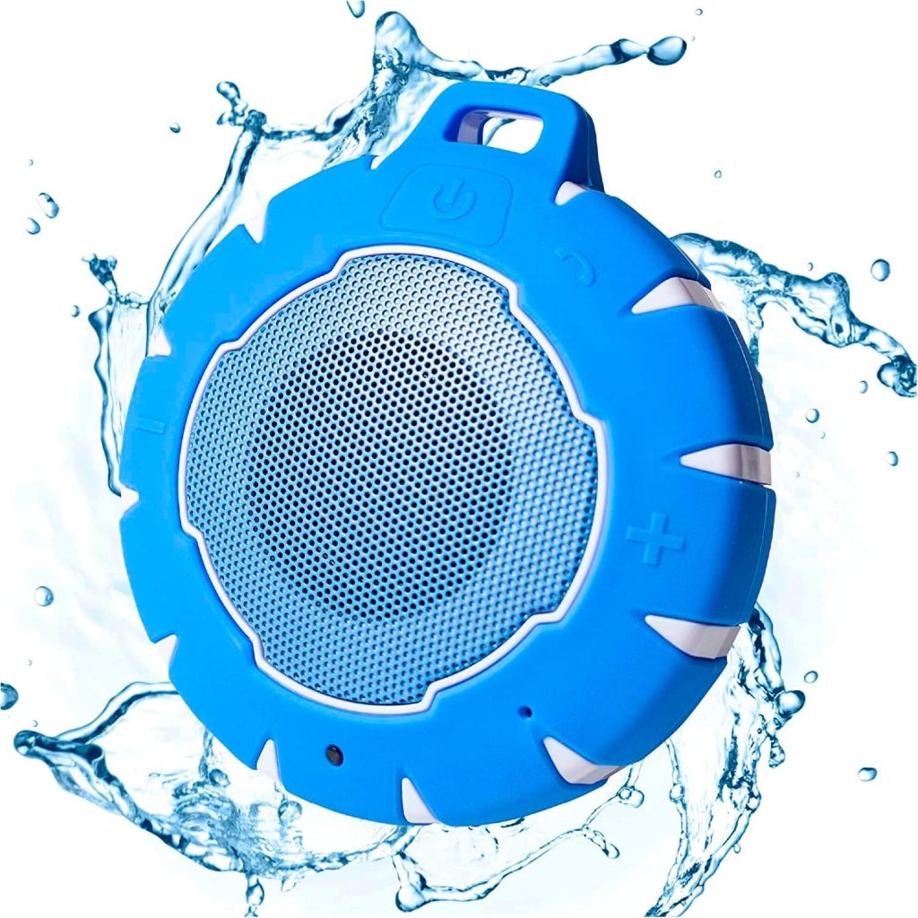iJoy Bluetooth Shower Speaker- Premium Waterproof and Wireless Floating Speaker- Outdoor Indoor Rugged Waterproof Dustproof Speaker-Waterproof Speaker with 7 Hour Playtime (Blue)