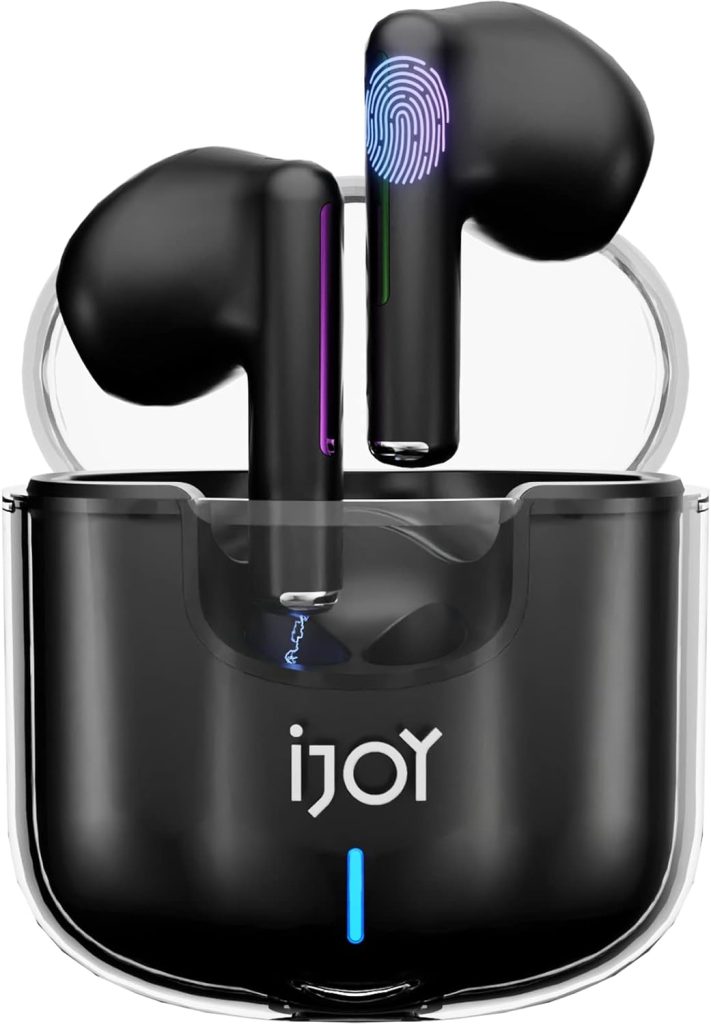 iJoy Wireless Earbuds Bluetooth Headphones with Charging Case - Lightweight Bluetooth Earbuds with Touch Controls and Bluetooth 5.0 - Audifonos Bluetooth Inalambricos Ear Buds (Black)