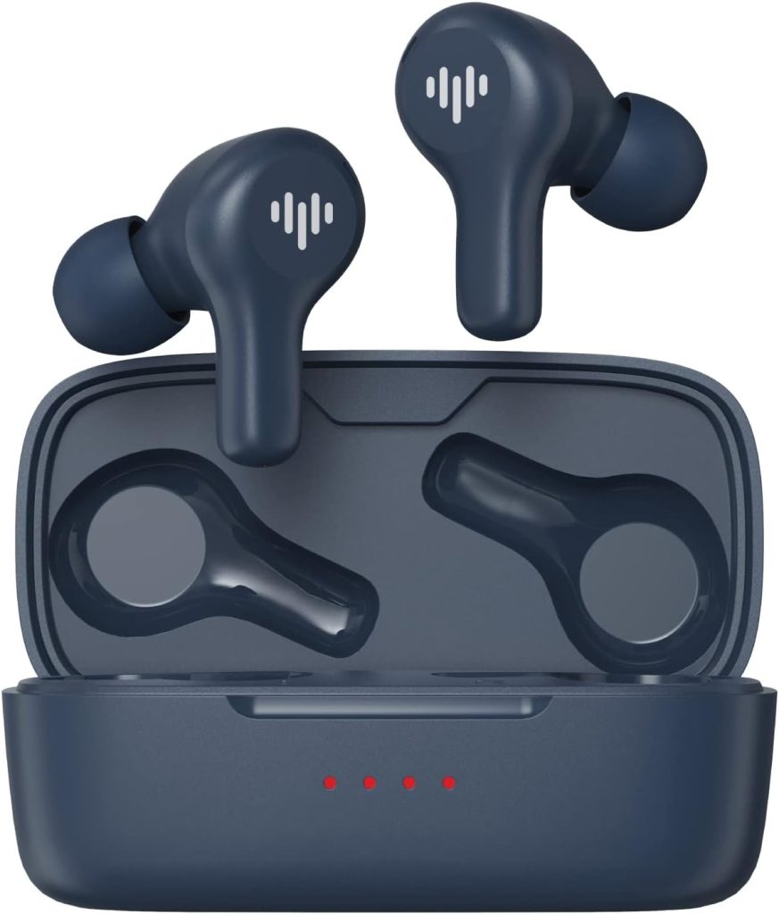 iLuv myPods Small Ear Wireless Earbuds, Bluetooth 5.3, Microphone, 21 Hour Playtime, IPX6 Waterproof Protection, Compatible with Apple  Android, Includes Charging Case  4 Ear Tips, TB150 Navy Blue