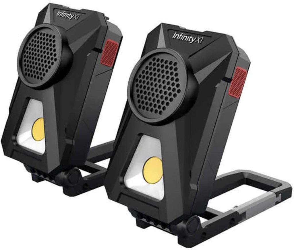 Infinity X1 Stereo, Wireless, Rechargeable 700 Lumens Worklight with Bluetooth Speakers 2-Pack