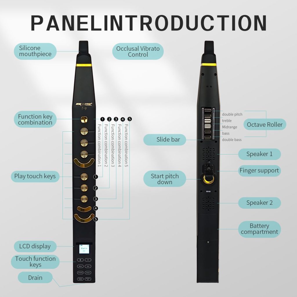 INGPARTNER i9 Digital Wind Instruments,Electric Wind Instrument Wireless Electronic Wind Instrument,99 Musical Instrument Tones,Dizi  Saxophone Fingering 2 Modes, Speaker USB MIDI Connectivity Black