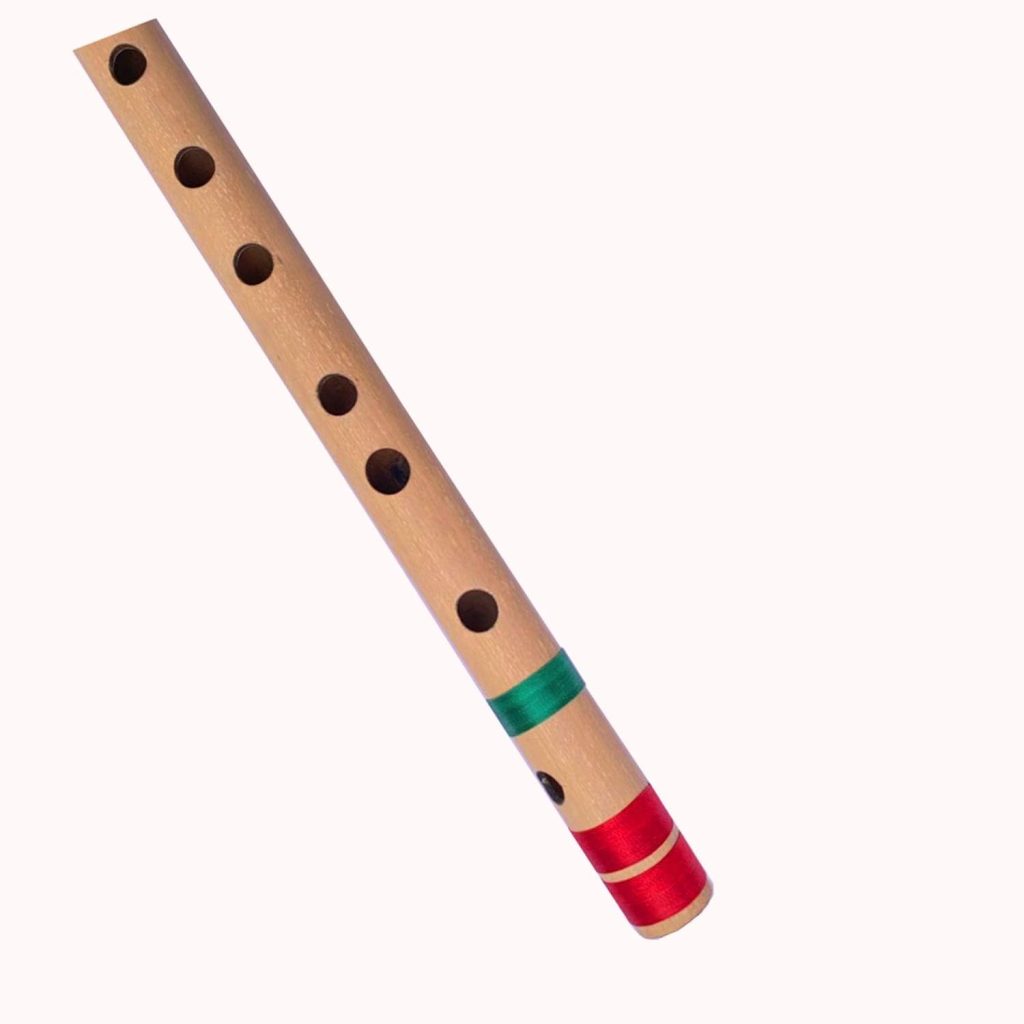 Ininsight solutions Flutes C Scale Natural Medium 19 Inches Bamboo Flute Bansuri 7 hole With Carry Bag- redgreen thread