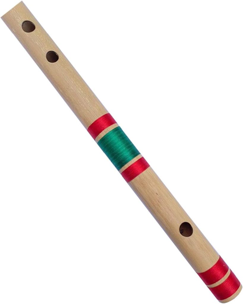 Ininsight solutions Flutes C Scale Natural Medium 19 Inches Bamboo Flute Bansuri 7 hole With Carry Bag- redgreen thread