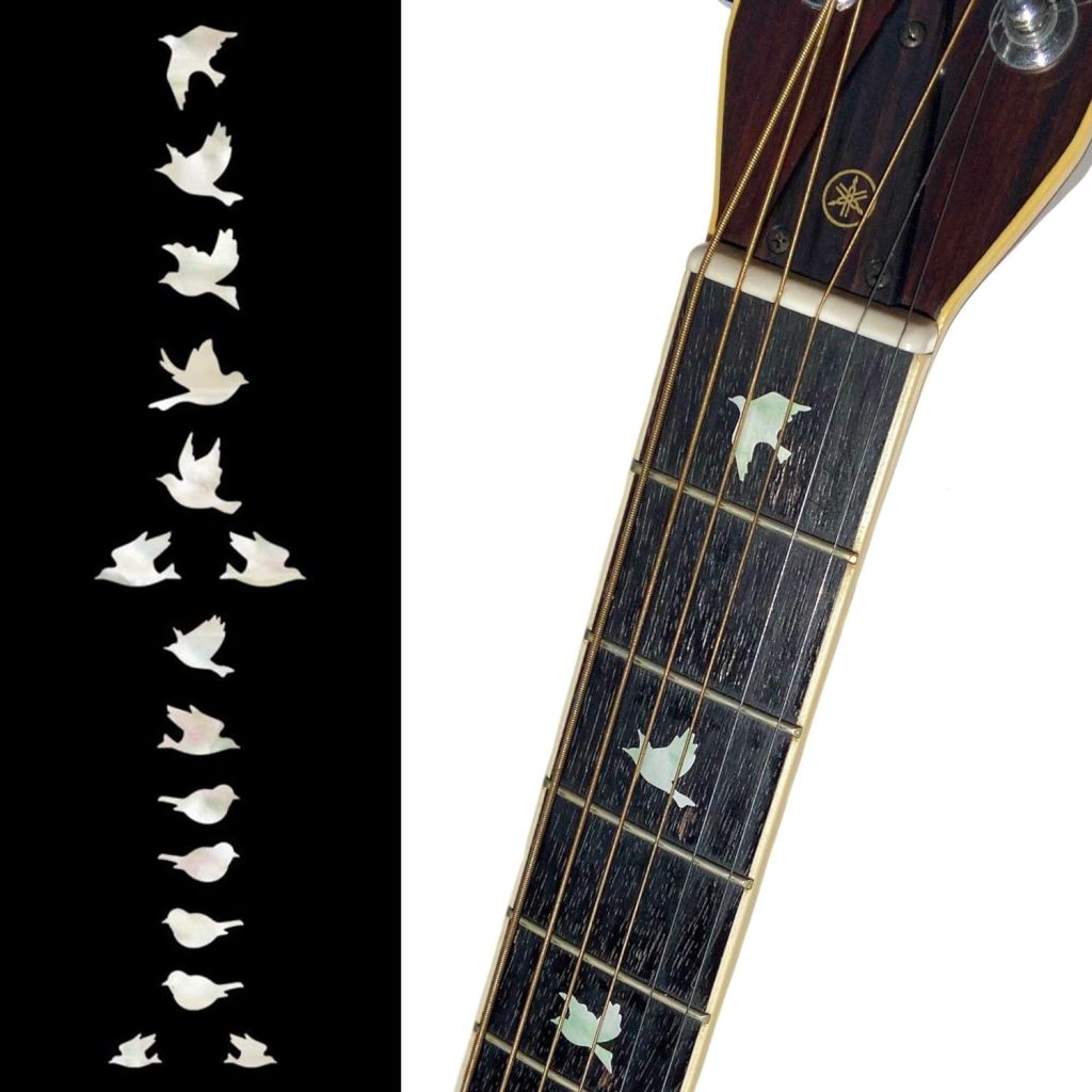 Inlay Sticker Fret Markers for Guitars  Bass - Doves - White Pearl