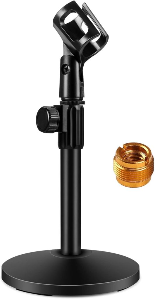 InnoGear Desktop Microphone Stand, Upgraded Adjustable Table Mic Stand with Mic Clip and 5/8 Male to 3/8 Female Screw for Blue Yeti Snowball Spark  Other Microphone