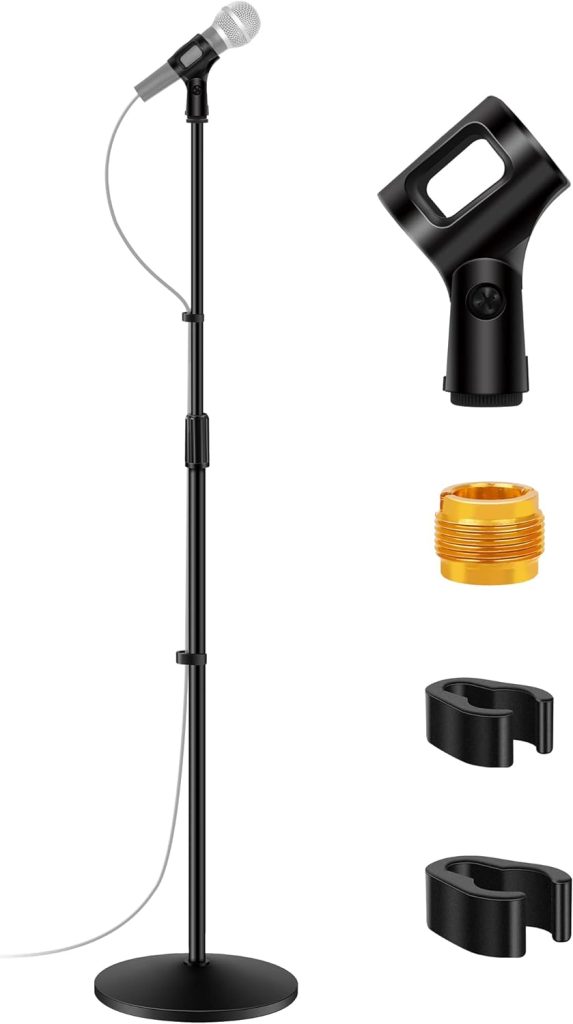 InnoGear Mic Stand, Microphone Stand Universal Boom Mic Stand Detachable Mic Stands with Weighted Round Base, Height Adjustable from 34 to 60 for Blue Snowball Blue Yeti Shure SM58 Samson Q2U