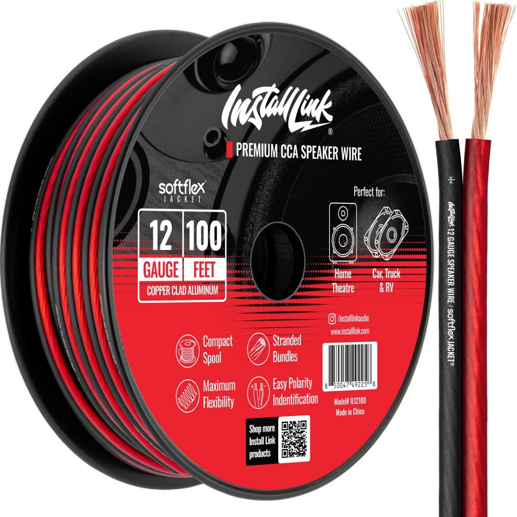 Install Link 12 Gauge Speaker Wire for Car, Home or RV Audio Cable, 100ft, CCA