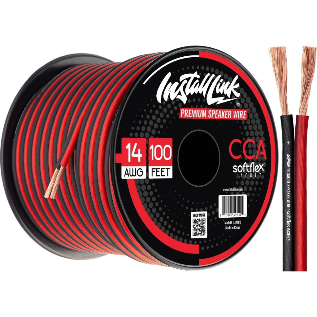 Install Link 14 Gauge Speaker Wire (Speaker Cable) for Car, Home or RV Audio Cable, 100ft, CCA