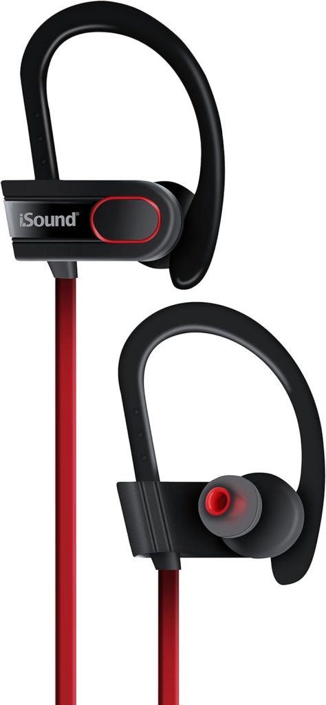 iSound Sport Tone Wireless Bluetooth Headphones Tangle Free, with Built-in mic and Volume Controls Black/Red (DGHP-5622)
