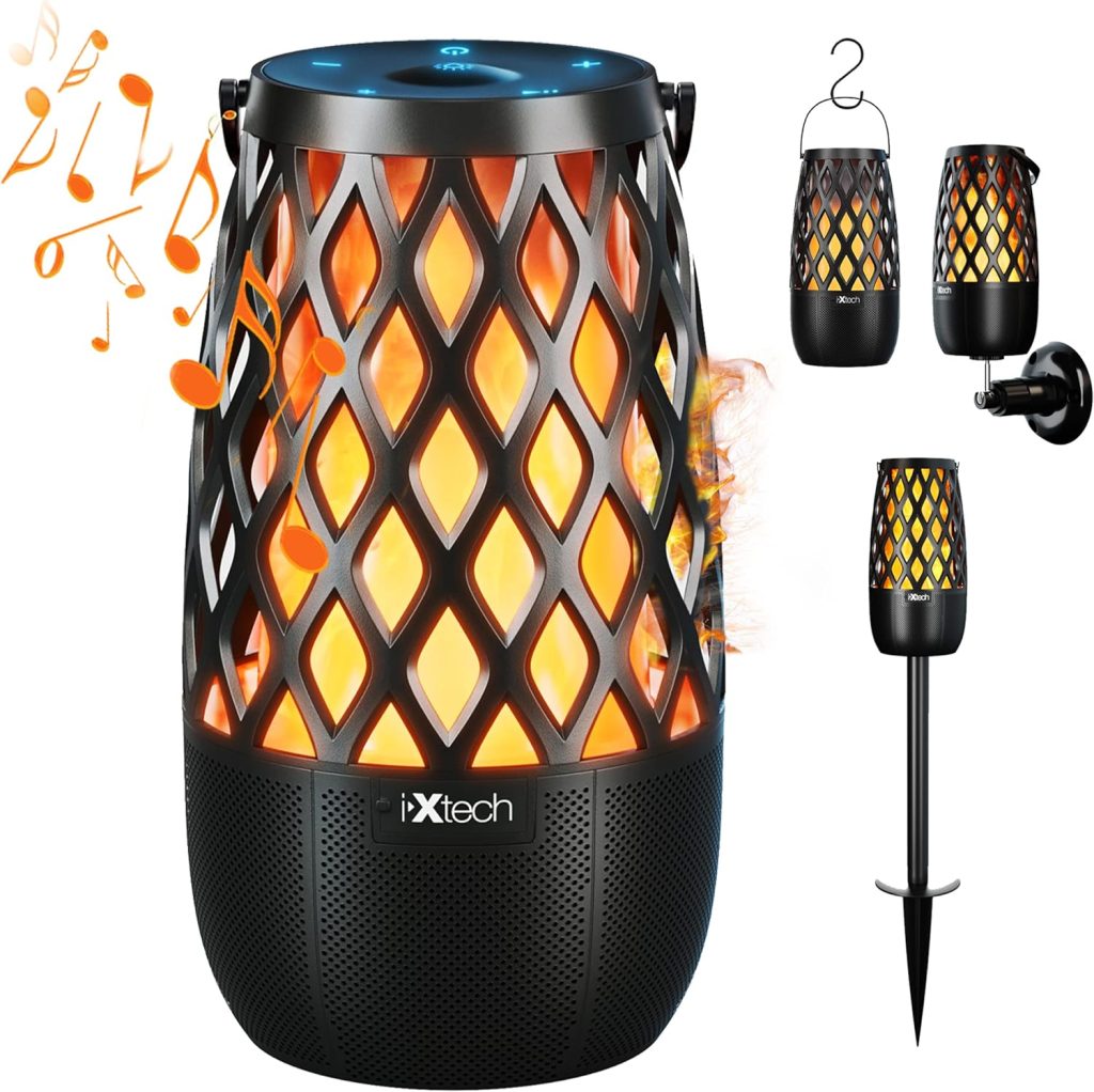 IXTECH Outdoor Bluetooth Speakers, Waterproof Portable Bluetooth Speaker Wireless with Lights, Outdoor Gifts for Dads Mom, Multi-Sync Wireless Connection, Lantern Speakers Mountable, 2 Pack