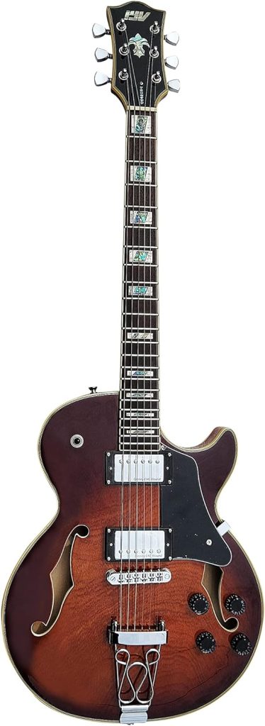 IYV IJZ-300 TSB Jazz Solid hollow-Body Electric Guitar, Tobacco Sunburst