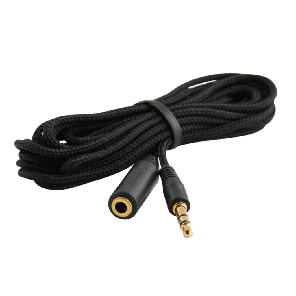 JacobsParts 10-Foot 3.5mm 1/8 Stereo Audio Aux Headphone Cable Extension Cord Male to Female with Cloth Jacket