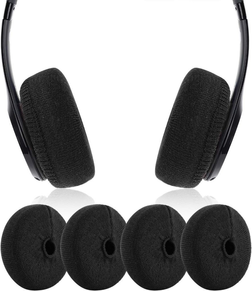 JARMOR Earpads Sweater Cover Protectors with Knit Fabric for Beats Solo 3 / 2 Wireless / Wired, Solo HD / Mixr / EP Headphones and Other Headsets with 1.57 - 3.14 Inch Ear Cushions [ 2 Pairs ] (Black)