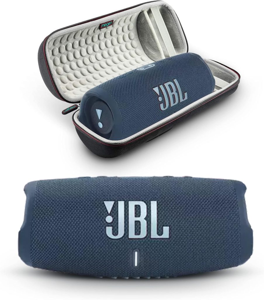 JBL Charge 5 - Portable Bluetooth Speaker with Megen Hardshell Travel Case with IP67 Waterproof and USB Charge Out (Blue)