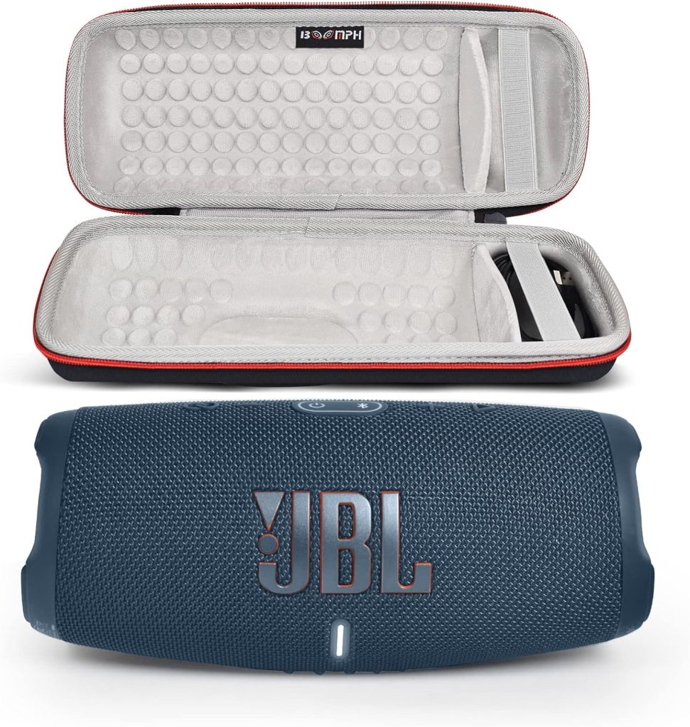 JBL Charge 5 Portable Waterproof Wireless Bluetooth Speaker Bundle with Boomph Portable Hard Carrying Protective Case - Blue