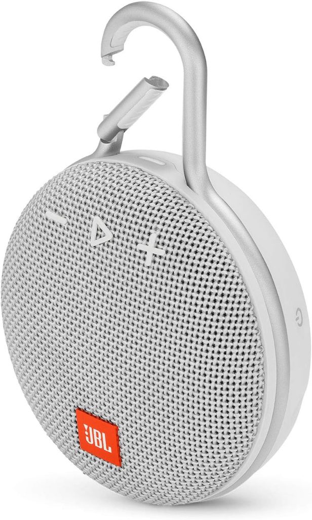 JBL Clip 3 Waterproof Portable Bluetooth Speaker - White (Renewed)