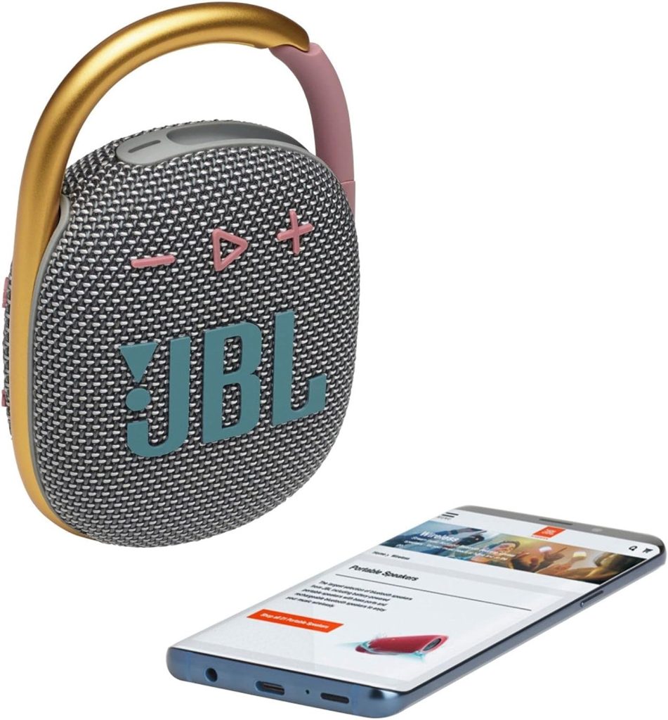JBL Clip 4 - Portable Mini Bluetooth Speaker, big audio and punchy bass, integrated carabiner, IP67 waterproof dustproof, 10 hours of playtime, speaker for home, outdoor travel (Blue)