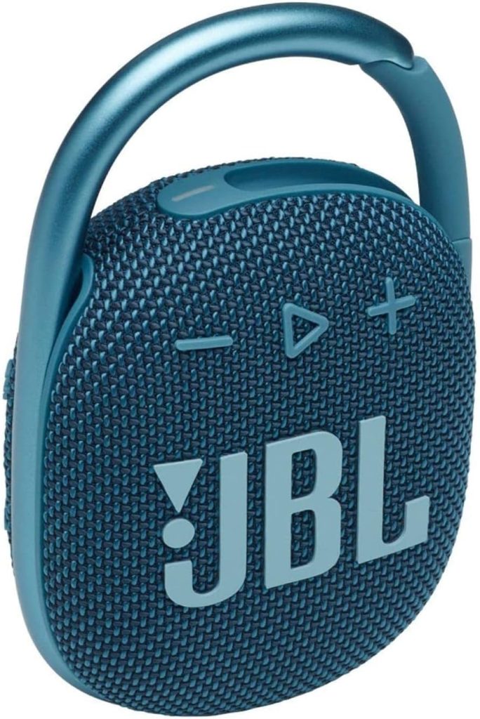 JBL Clip 4: Portable Speaker with Bluetooth, Built-in Battery, Waterproof and Dustproof Feature - Blue New (Renewed)