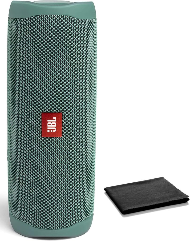 JBL Flip 5 Waterproof Portable Bluetooth Speaker for Travel, Outdoor and Home - Wireless Stereo-Pairing - Includes Microfiber Cleaning Cloth - ECO Green