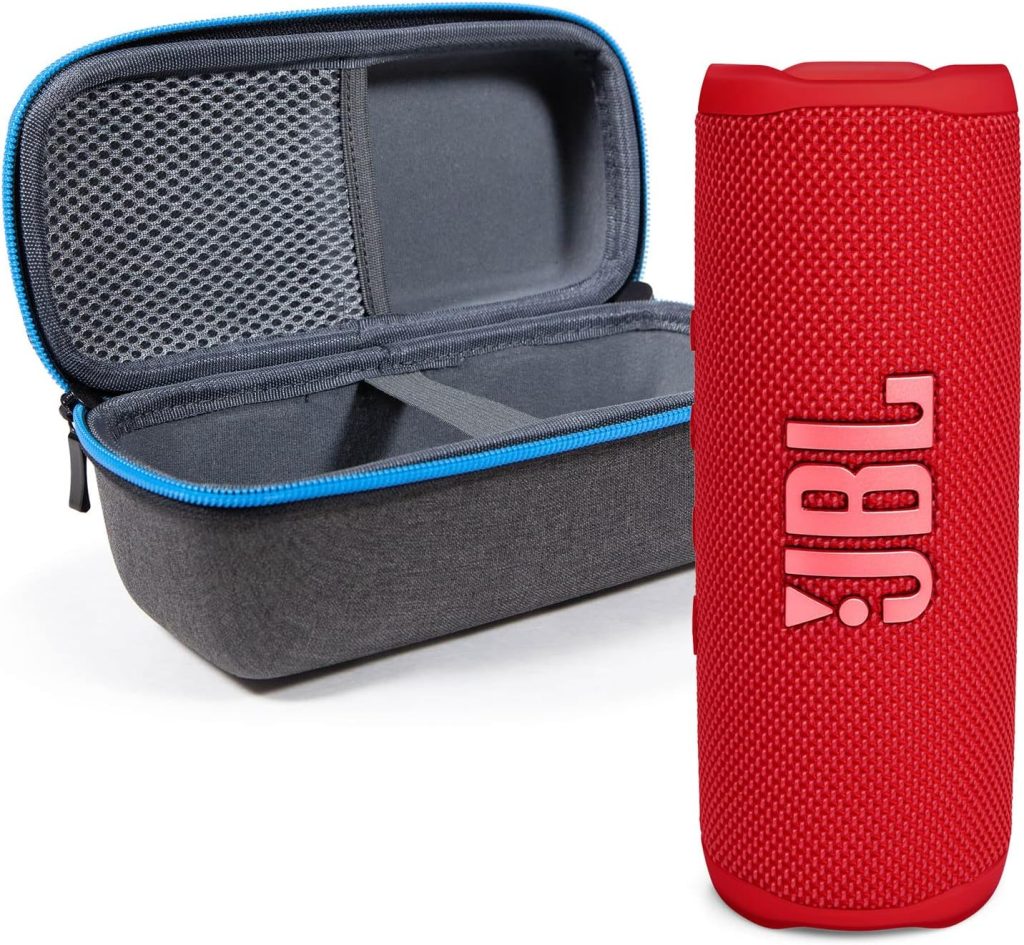 JBL Flip 6 Waterproof Portable Wireless Bluetooth Speaker Bundle with divvi! Premium Hardshell Case - Red