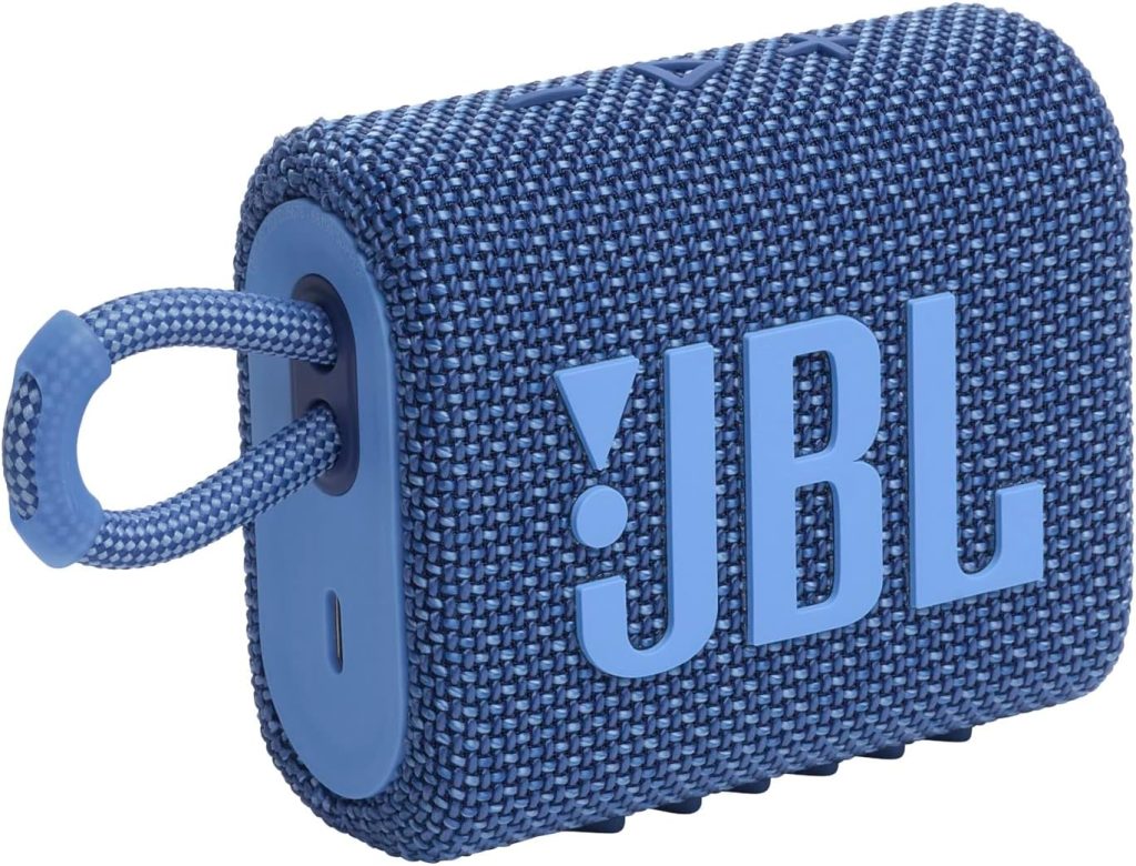 JBL Go 3 Eco: Portable Speaker with Bluetooth, Built-in Battery, Waterproof and Dustproof Feature - Blue