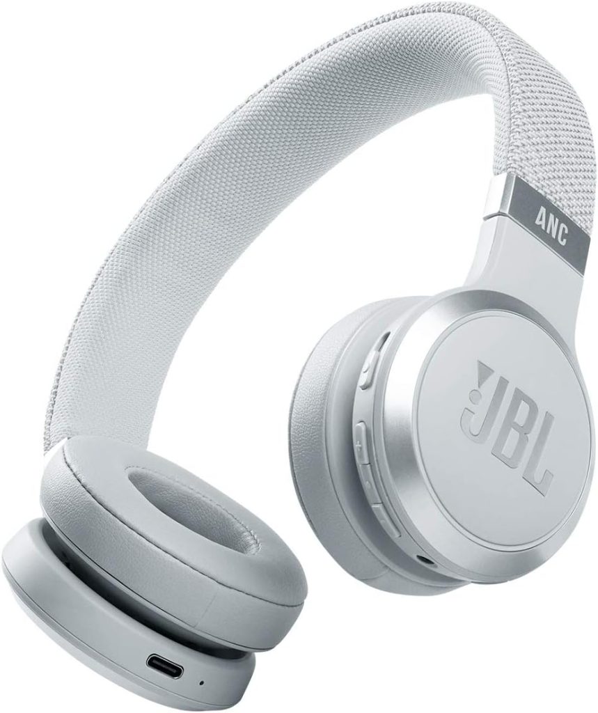 JBL Live 460NC - Wireless On-Ear Noise Cancelling Headphones with Long Battery Life and Voice Assistant Control - White, Medium