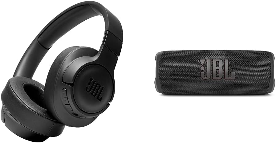 JBL Tune 760NC Foldable Wireless Headphones with Noise Cancelling - Black  JBL Flip 6 Portable Bluetooth Speaker, IPX7 Waterproof - Black