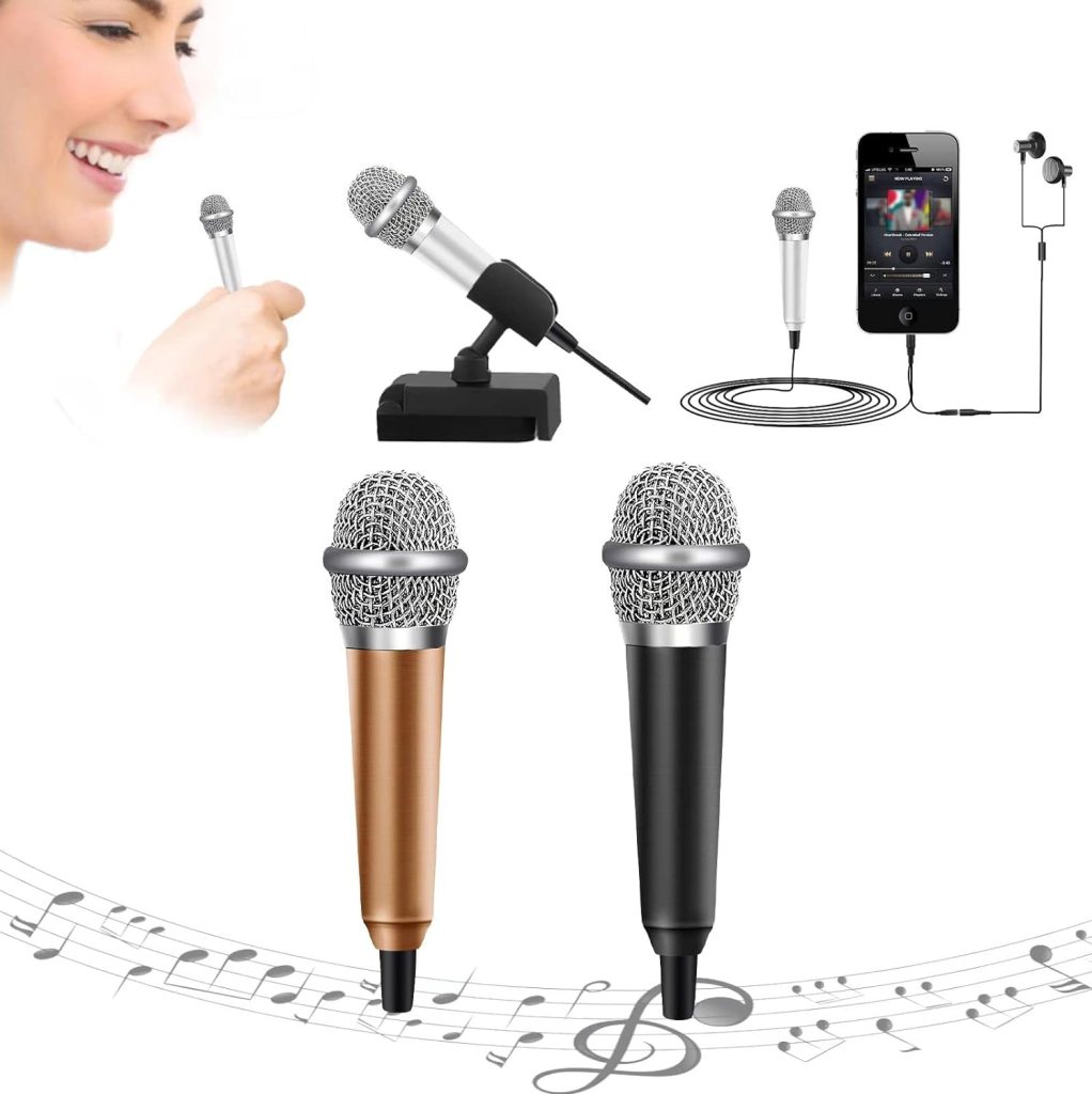 JeMii Mini Microphone,Tiny Microphone,Phone Microphone, Asmr Microphone,Mini Karaoke Microphone,forVoiceRecording Chatting and Singing on iPhone,Android,PC(Silver)