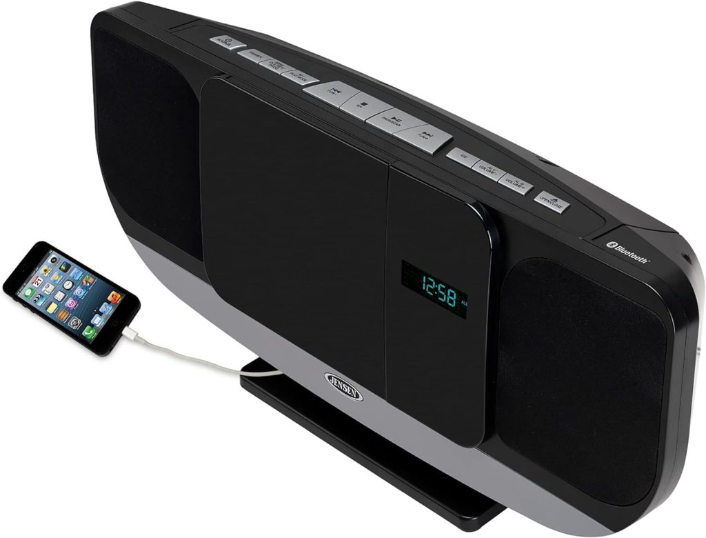 JENSEN JBS-215 Bluetooth Wall-Mountable Music System with CD Player and FM Radio, JBS-215