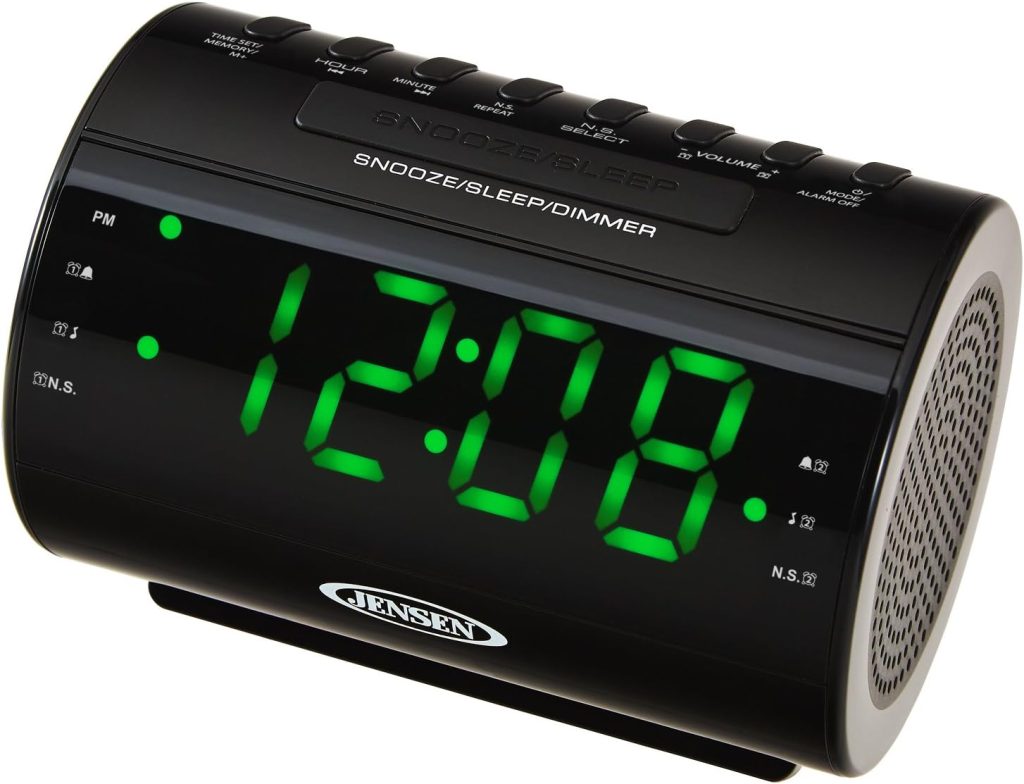 JENSEN JCR-210 AM/FM Digital Dual Alarm Clock Radio with Nature Sounds