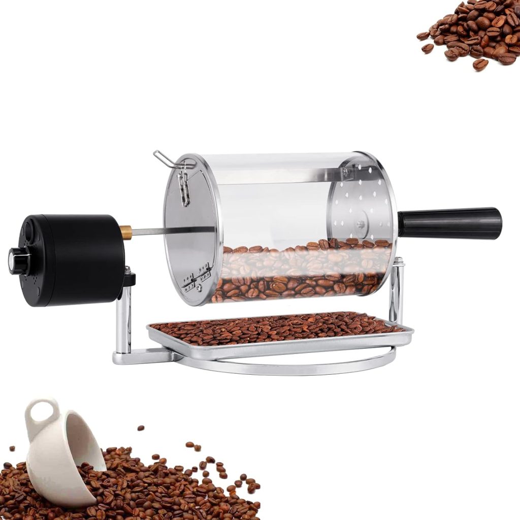 JIAWANSHUN Coffee Roaster 1.3lbs Drum Coffee Roaster Coffee Roaster Machine for Home Use Wireless Coffee Roaster Rechargeable Glass Drum AC100-240V