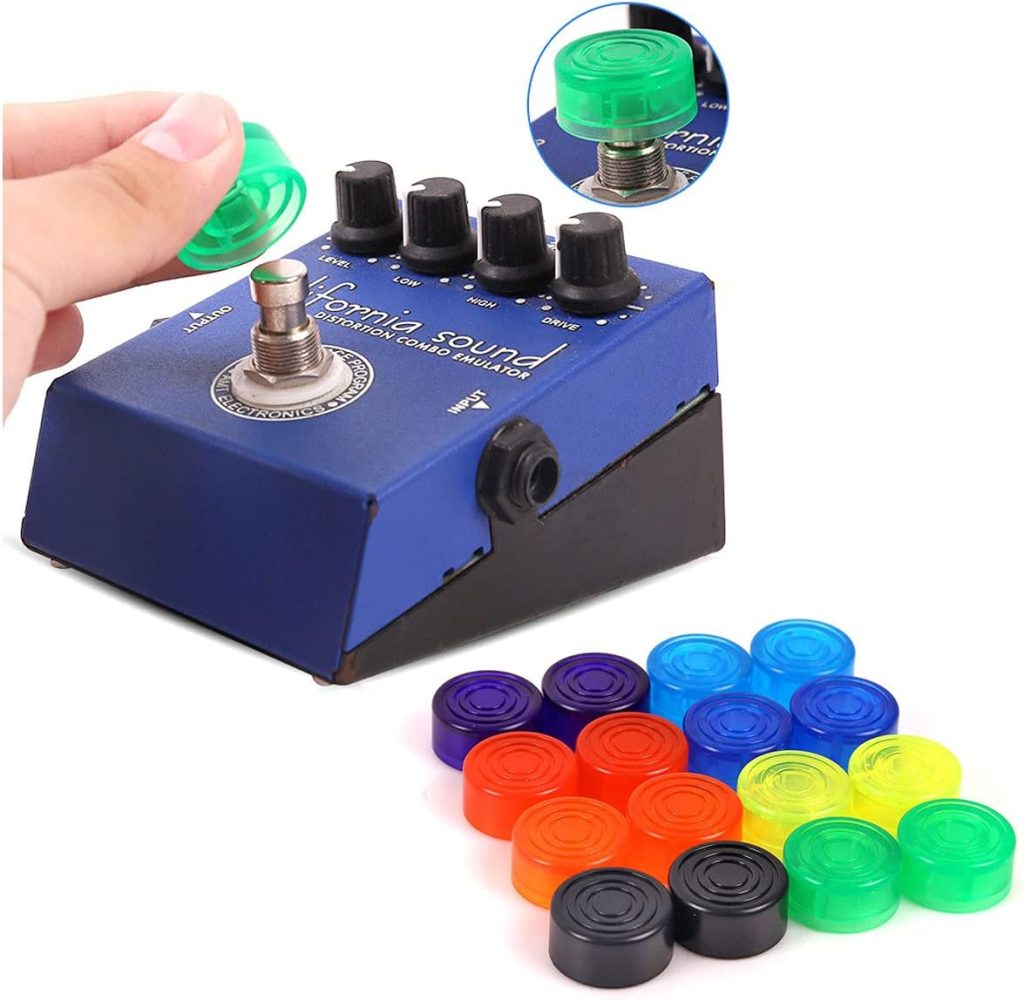 Jiayouy Guitar Effect Pedal Footswitch Toppers Foot Nail Cap Protection Cap for Guitar Effect Pedal Protection Cap Colorful 20PCS/Set