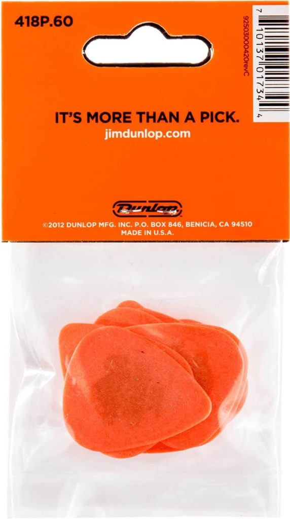 JIM DUNLOP Standard .60mm Orange Guitar Pick, 12 Pack