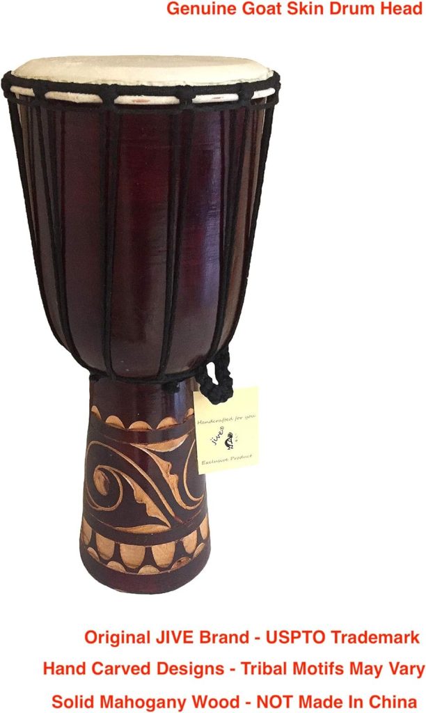 JIVE Djembe Drum Bongo Congo African Drum Wooden Hand Drum Professional Sound (12 High - Painted)