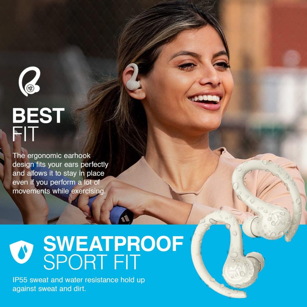 JLab Go Air Sport, Wireless Workout Earbuds Featuring C3 Clear Calling, Secure Earhook Sport Design, 32+ Hour Bluetooth Playtime, and 3 EQ Sound Settings (Sand)