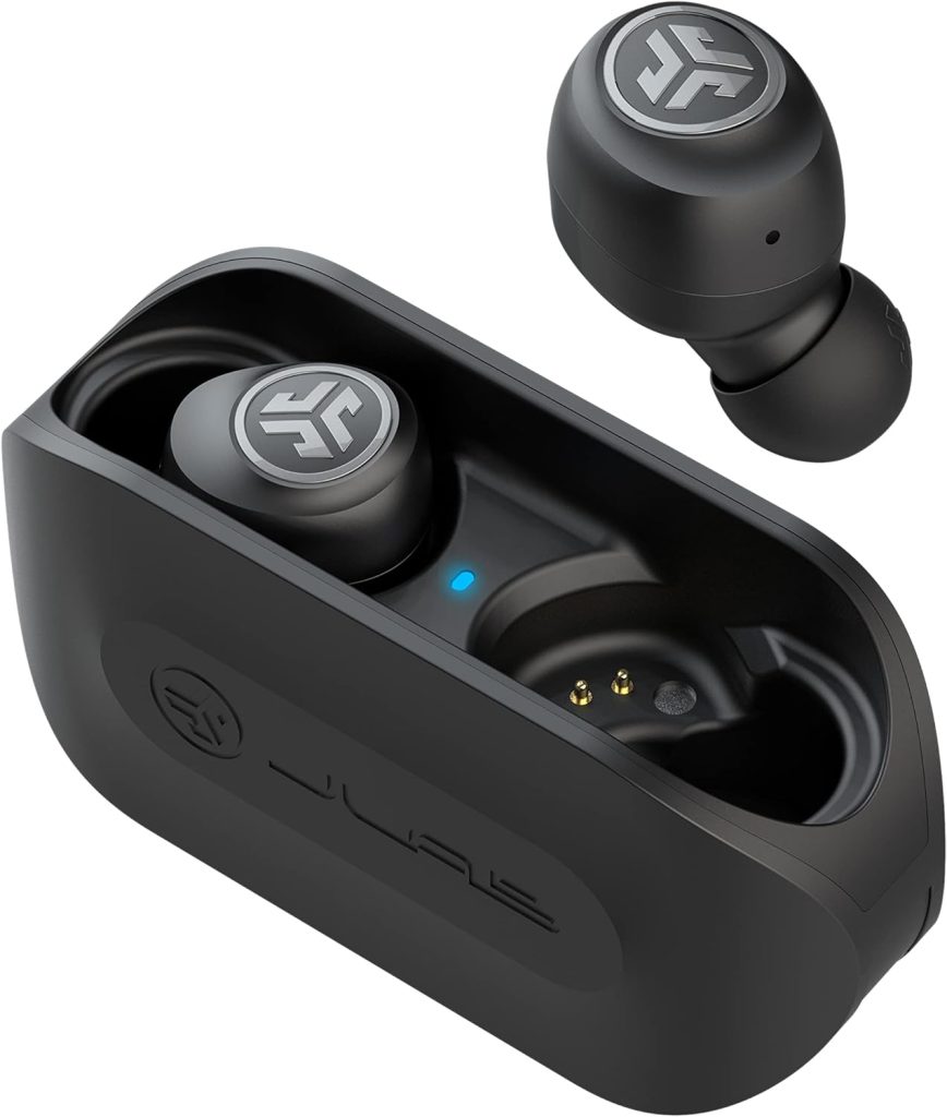 JLab Go Air True Wireless Bluetooth Earbuds + Charging Case, Black, Dual Connect, IP44 Sweat Resistance, Bluetooth 5.0 Connection, 3 EQ Sound Settings Signature, Balanced, Bass Boost